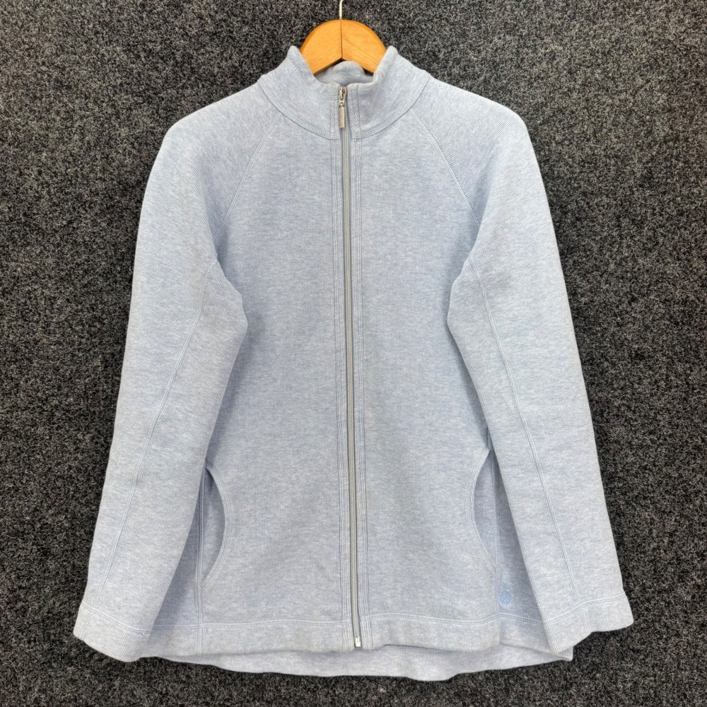Tommy Bahama Mens Medium Light Blue Full Zip Mock Neck Raglan Sweatshirt Jacket